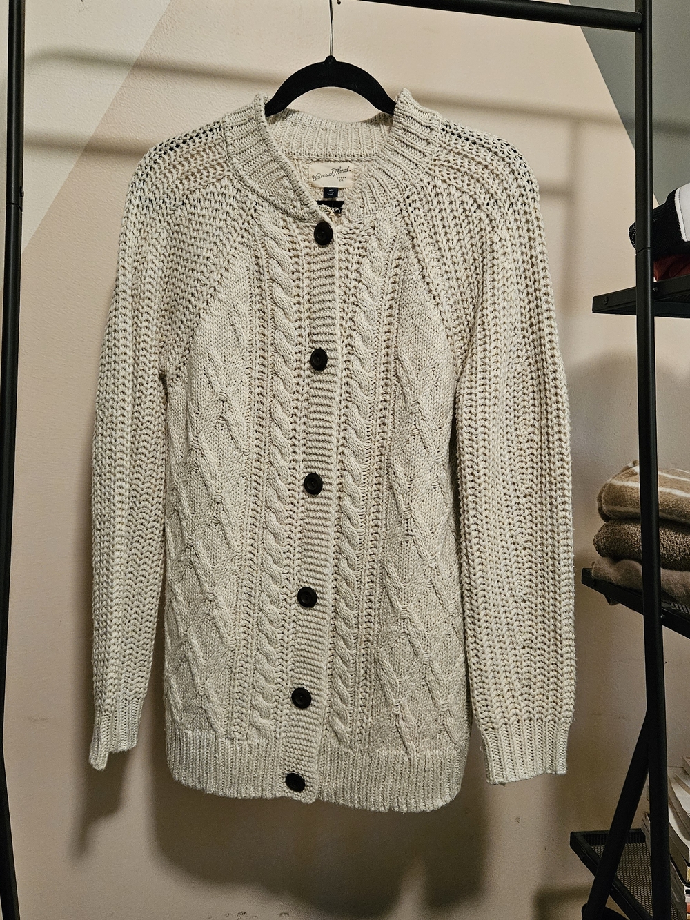 NWT Chunky Cable Knit Sweater Cardigan - Cream Size XS